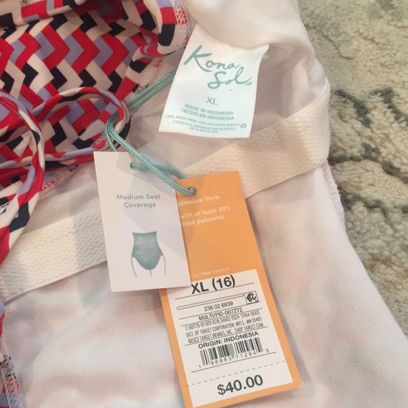 Kona Sol Multicolor One Piece V- Neck Swimsuit NWT XL - Picture 10 of 12